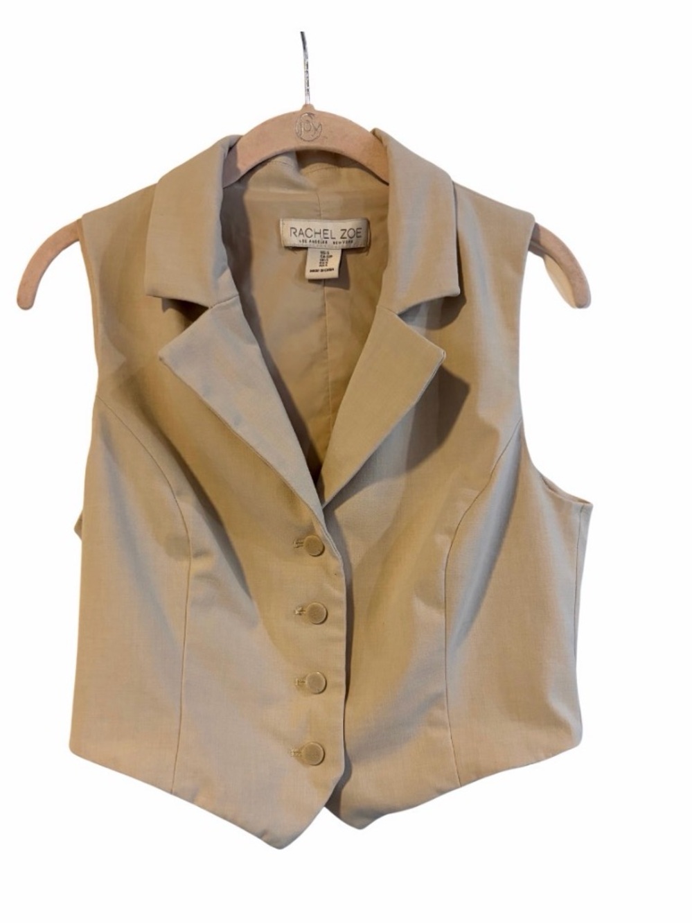 Rachel Zoe Light Beige Sleeveless Tailored Vest